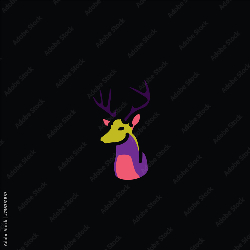 Fototapeta premium Original vector illustration. A deer icon with big horns.