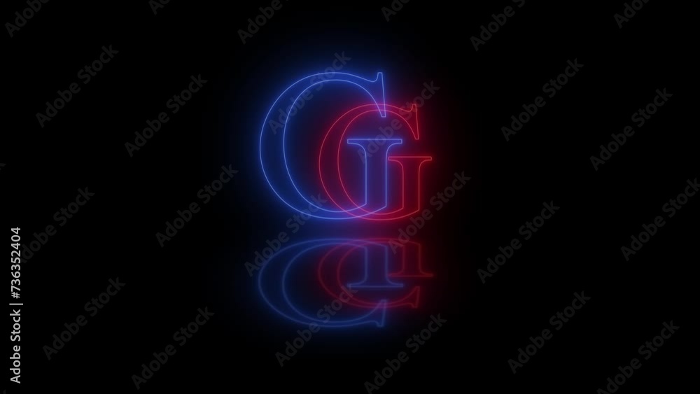 3d G letter neon blue red flicker and flashes animation in black background 3d G letter neon blue red flicker and flashes animation in black background