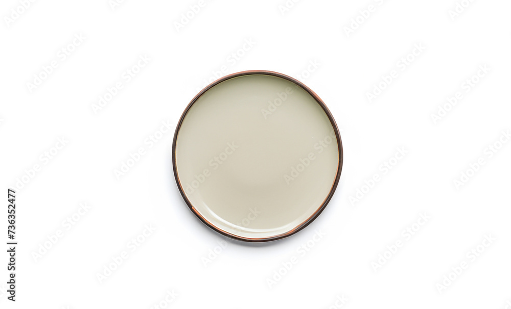 Rounded Ceramic Plate On White isolated Background Rounded Ceramic Plate On White isolated Background