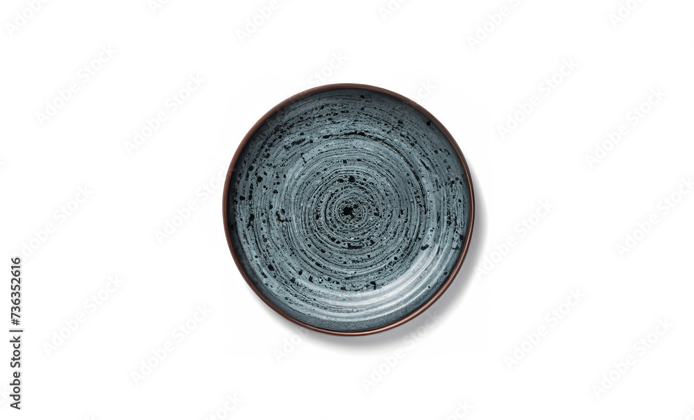 Rounded Ceramic Plate On White isolated Background Rounded Ceramic Plate On White isolated Background