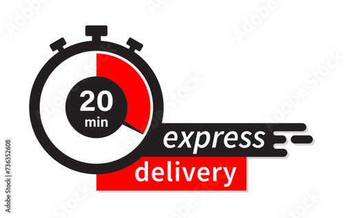 Express delivery fast shipping service vector illustration image with stopwatch in red color. Fast delivery icon for apps and website. Delivery concept. Flat design.