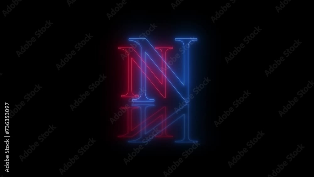 3d N letter neon blue red flicker and flashes animation in black background 3d N letter neon blue red flicker and flashes animation in black background