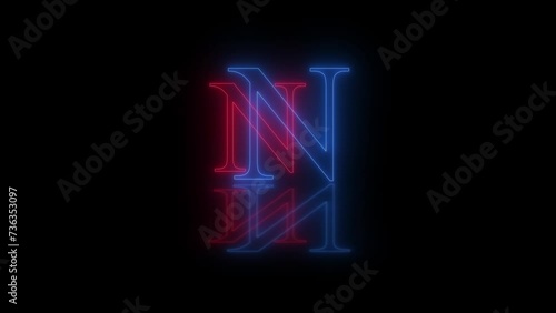 Wallpaper Mural 3d N letter neon blue red flicker and flashes animation in black background Torontodigital.ca