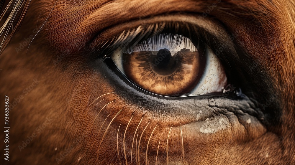 Fototapeta premium Thoroughbred horse and beautiful eye closeup