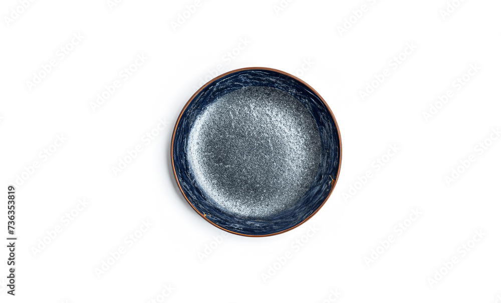 Rounded Ceramic Plate On White isolated Background
