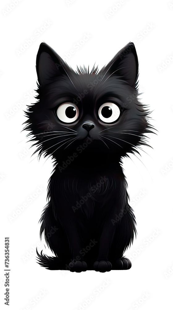 Black cartoon kitten on a transparent background Black cartoon kitten on a transparent background