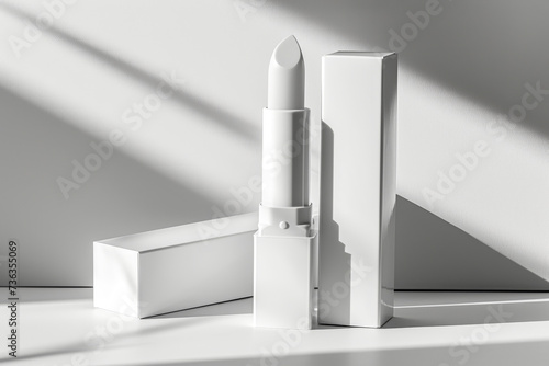 White lipstick for your design and logo, blank lipstick mock up on white background