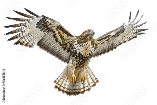 common buzzard in flight, isolated on transparent png photo