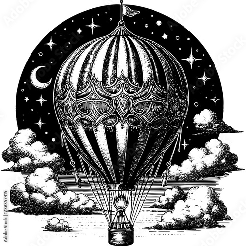 Hot Air Balloon In The Night Sky