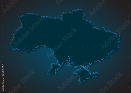 Vector map Ukraine on the radar screen