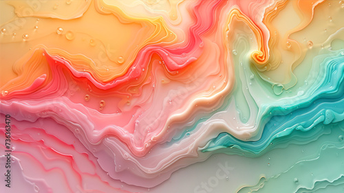 abstract background of the colorful acrylic paint in the form of waves