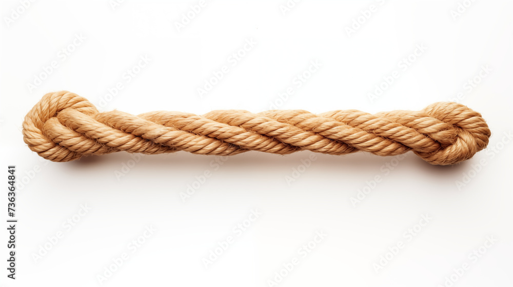 a piece of straight rope with bigger ends isolated on white background