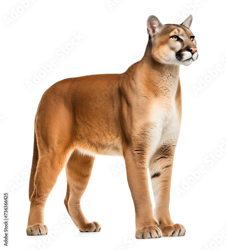 Cougar full body view on isolated transparent background