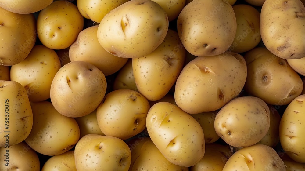 Close-up of a fresh raw potatoes background. Agricultural background texture Close-up of a fresh raw potatoes background. Agricultural background texture