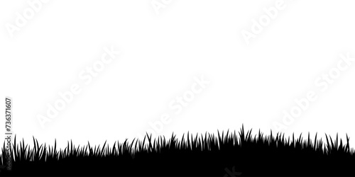 Black grass silhouette border, vector illsutration banner