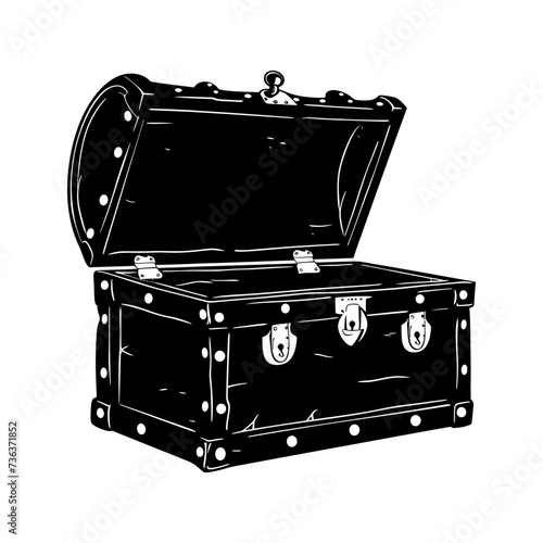 Silhouette Treasure Chest open black color only