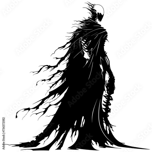 Silhouette undead lich black color only full body photo