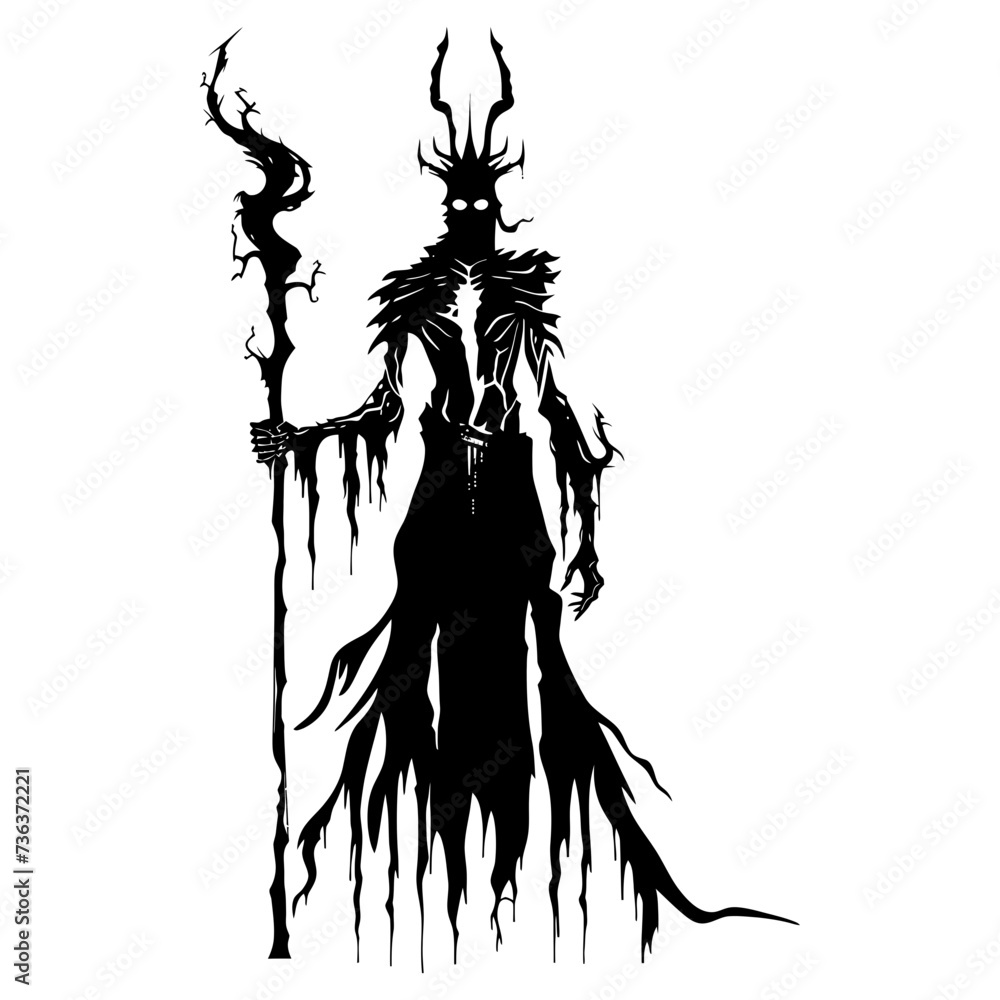 Silhouette undead lich black color only full body Silhouette undead lich black color only full body
