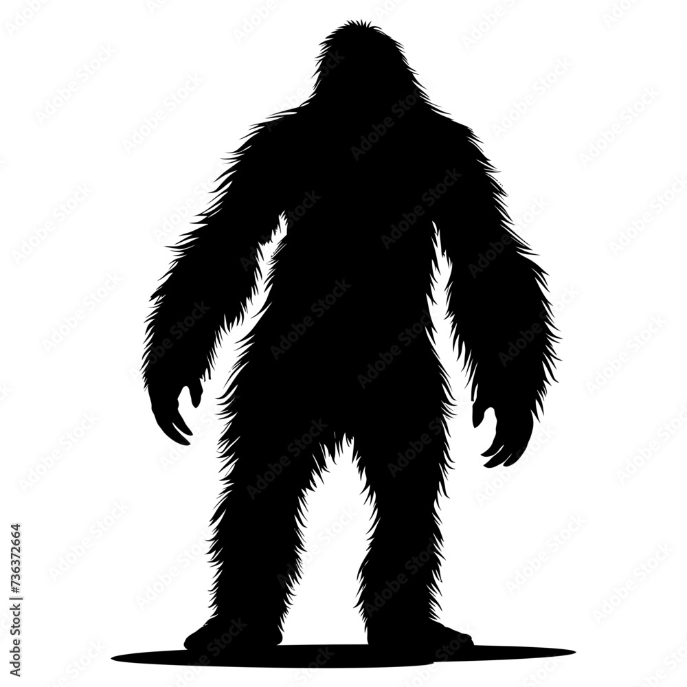 Silhouette Yeti the Mythical Creature ancient beast black color only Silhouette Yeti the Mythical Creature ancient beast black color only