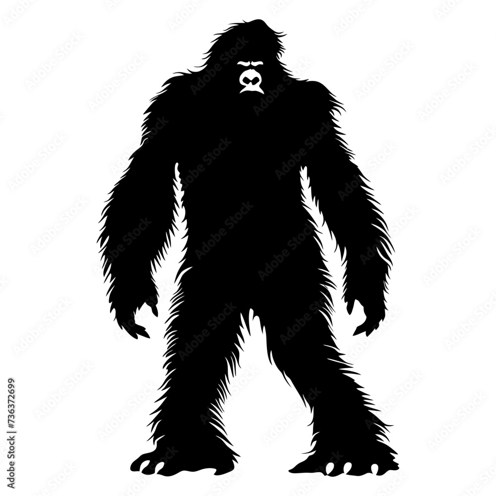Silhouette Yeti the Mythical Creature ancient beast black color only Silhouette Yeti the Mythical Creature ancient beast black color only
