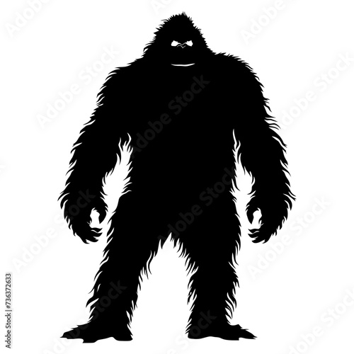 Silhouette Yeti the Mythical Creature ancient beast black color only