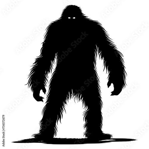 Silhouette Yeti the Mythical Creature ancient beast black color only