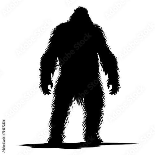 Silhouette Yeti the Mythical Creature ancient beast black color only