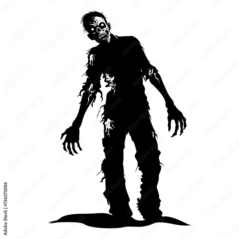 Silhouette zombie black color only full body Silhouette zombie black color only full body