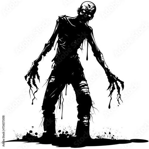 Silhouette zombie black color only full body