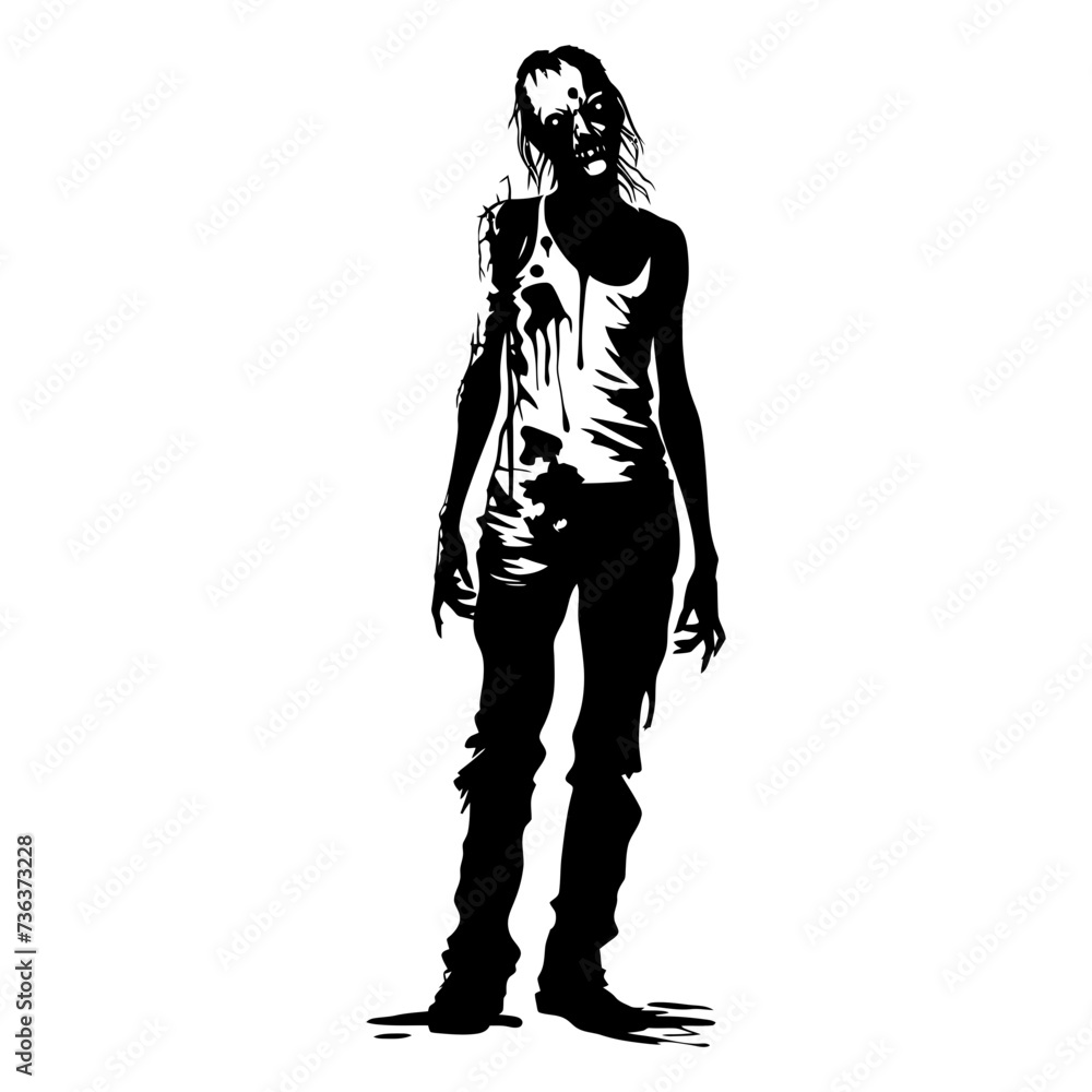 Silhouette zombie women black color only full body