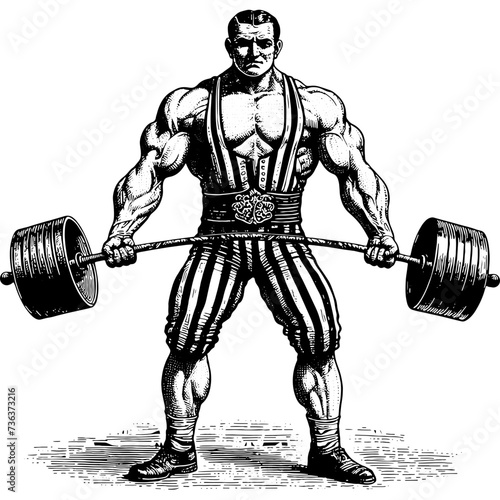 Weightlifter Or Athlete Lifts Barbell 