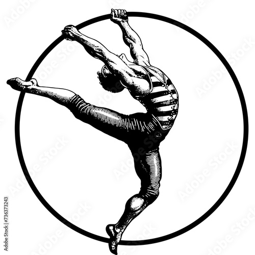 Vintage Acrobat On The Aerial Hoop