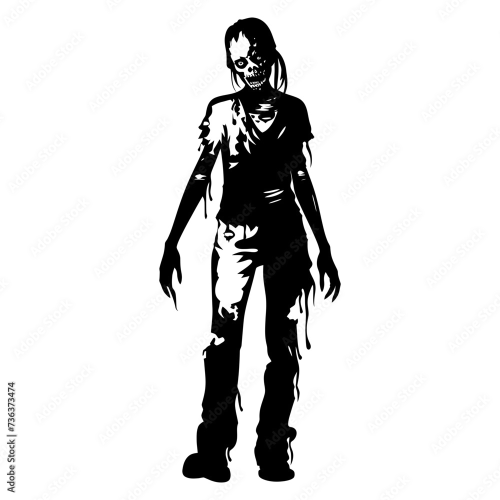 Silhouette zombie women black color only full body Silhouette zombie women black color only full body