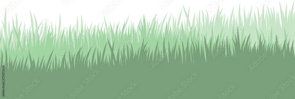 Fotografie Grass vector illustration, green filed flat clip art design isolated