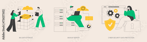 Data backup software abstract concept vector illustrations.