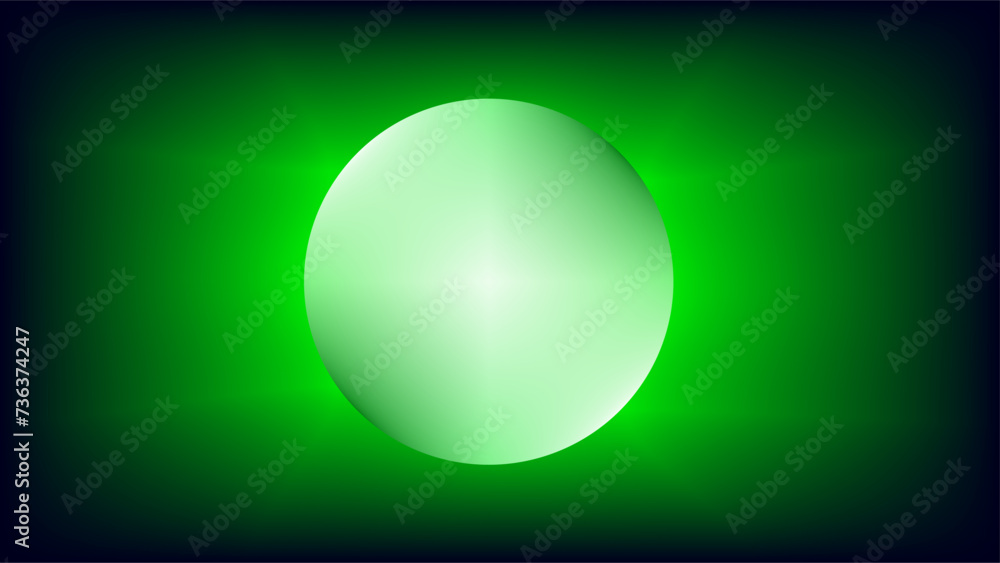 Glowing green light orb like a moon over glowing bright green gradient background