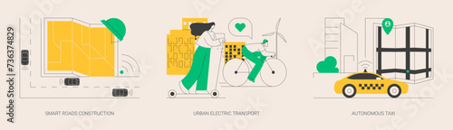 IoT city transport abstract concept vector illustrations.
