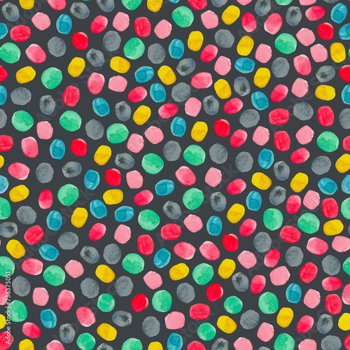 Watercolor Abstract Polka Dot Seamless Pattern © depiano
