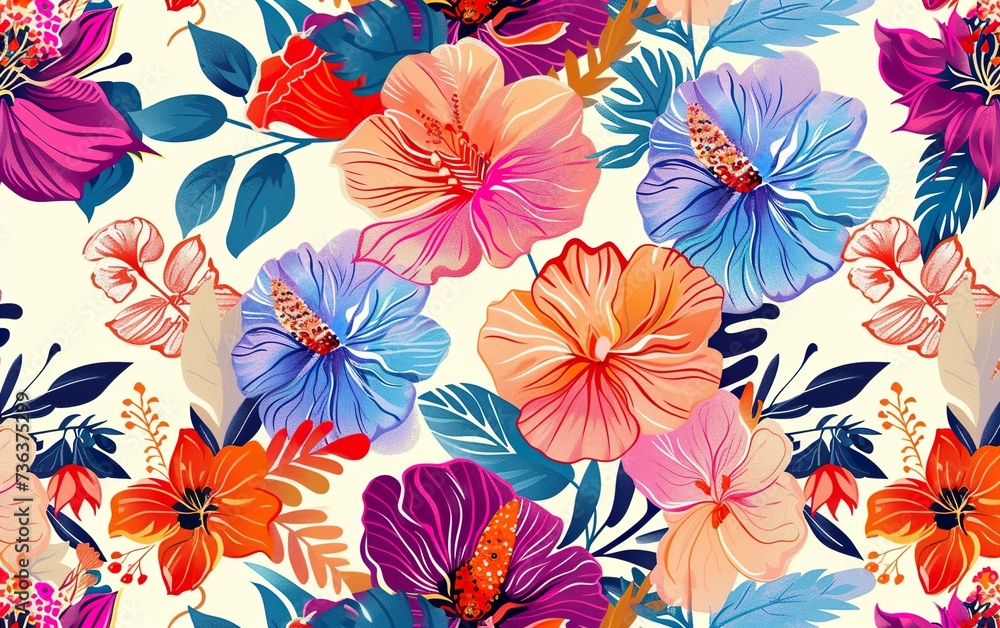 Exotic hand drawn flowers, seamless patterns with floral for fabric, textiles, clothing, wrapping paper, cover Exotic hand drawn flowers, seamless patterns with floral for fabric, textiles, clothing, wrapping paper, cover