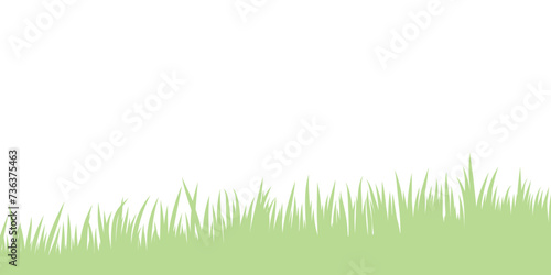 Green grass banner, flat vector illustration, lawn border design isolated