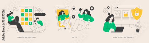 Digital behaviour abstract concept vector illustrations.