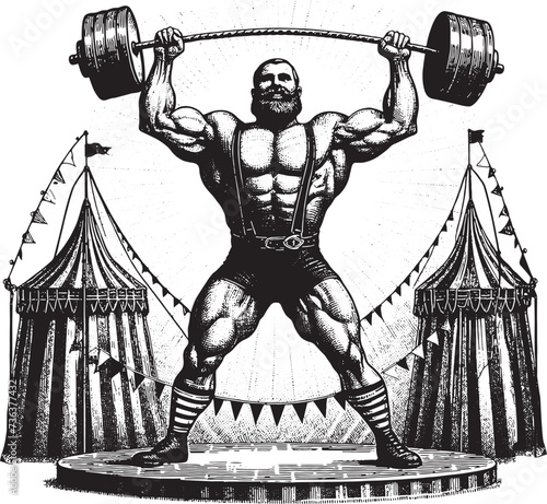Circus Strongman Lifting Barbell