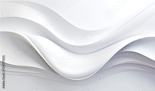 3D Abstract White Interior Background with Wavy Wall 