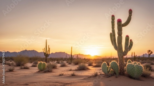 cactus at sunset photo