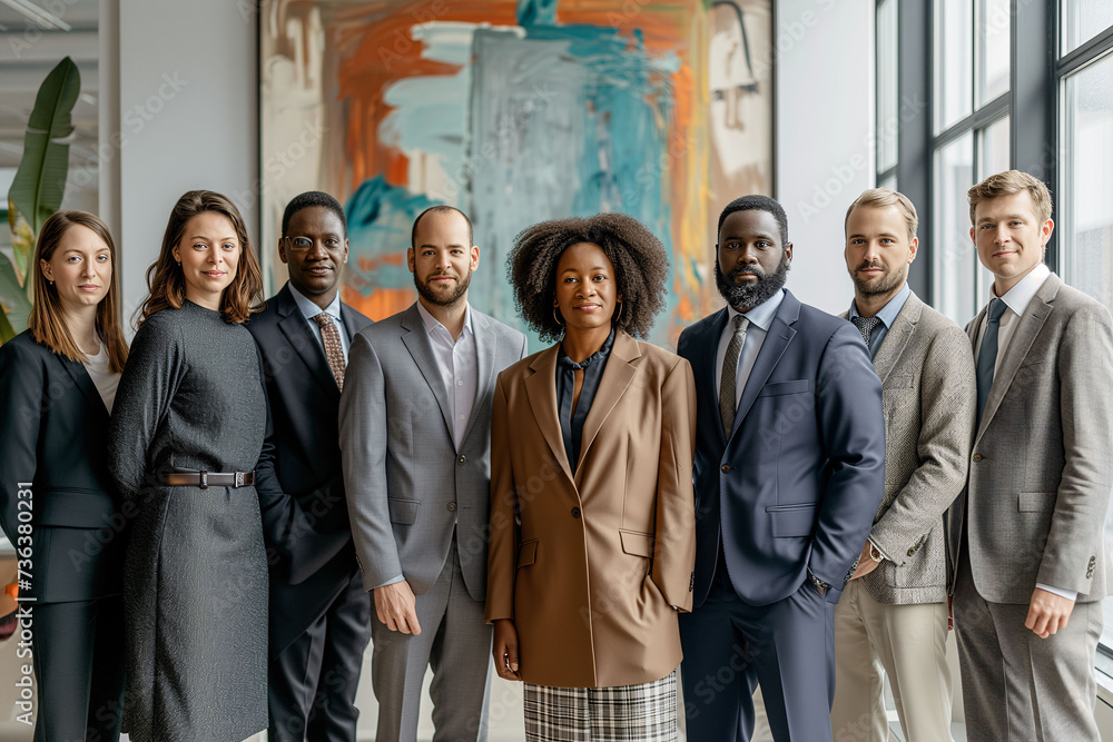 Team of executives looking at the camera as a sign of camaraderie and a good work environment. Labor Day, labor relations and work teams Team of executives looking at the camera as a sign of camaraderie and a good work environment. Labor Day, labor relations and work teams