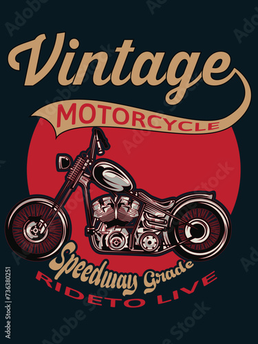 Vintage Motorcycle T-Shirt Design (ID: 736380251)