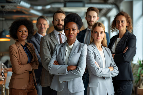 Team of executives looking at the camera as a sign of camaraderie and a good work environment. Labor day concept labor relations.