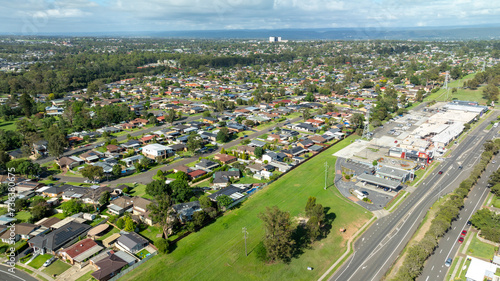 Photography Drone aerial photograph of houses and parklands in the suburb of Werrington Coun