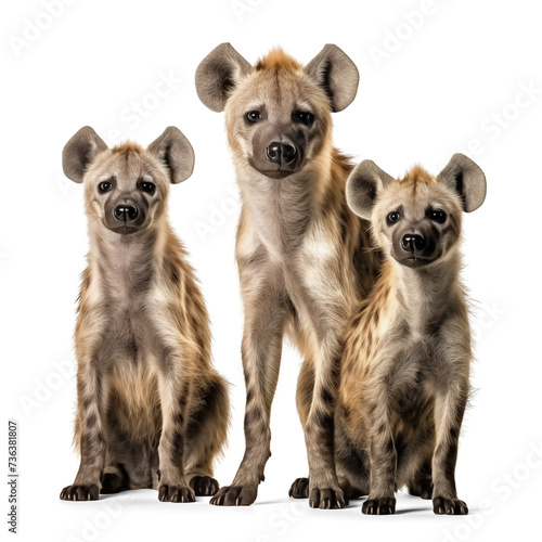 Pack of hyena family in isolated background