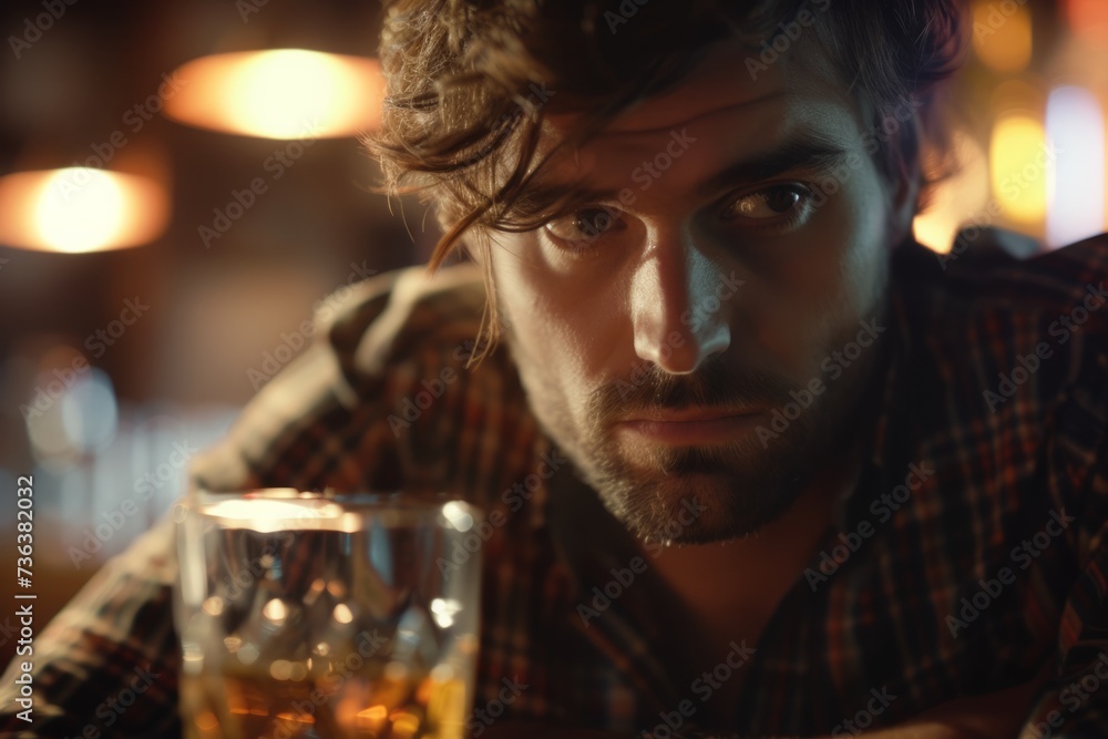 Man Takes A Stand Against Alcohol Addiction By Refusing Whiskey Drink. Сoncept Mental Health Awareness, Overcoming Addiction, Personal Strength, Resisting Temptation, Choosing Sobriety Man Takes A Stand Against Alcohol Addiction By Refusing Whiskey Drink. Сoncept Mental Health Awareness, Overcoming Addiction, Personal Strength, Resisting Temptation, Choosing Sobriety